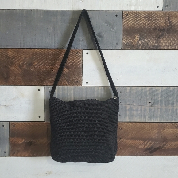 The Sak Black Crochet Boho Hobo Shoulder Hand Bag Purse - Picture 2 of 13